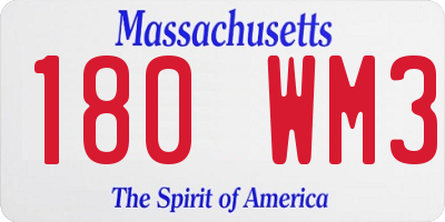 MA license plate 180WM3