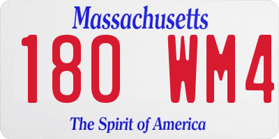 MA license plate 180WM4
