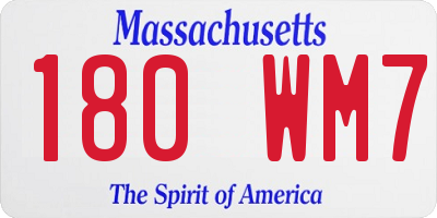 MA license plate 180WM7