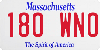 MA license plate 180WN0