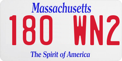 MA license plate 180WN2