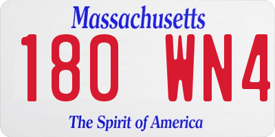 MA license plate 180WN4