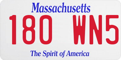 MA license plate 180WN5