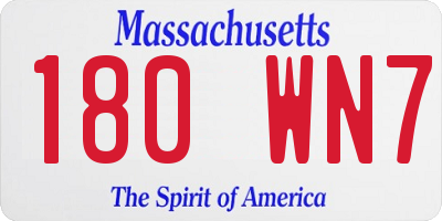 MA license plate 180WN7