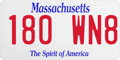 MA license plate 180WN8