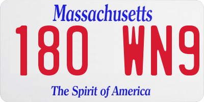MA license plate 180WN9
