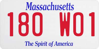 MA license plate 180WO1