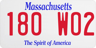 MA license plate 180WO2