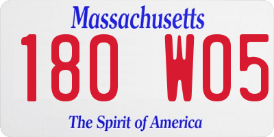MA license plate 180WO5