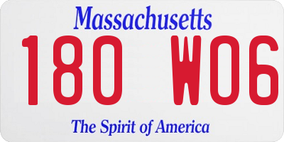 MA license plate 180WO6