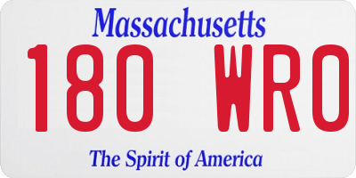 MA license plate 180WR0