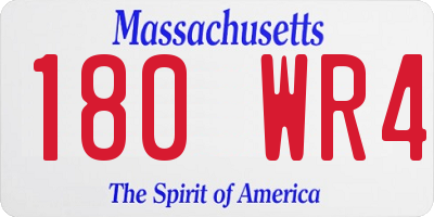 MA license plate 180WR4