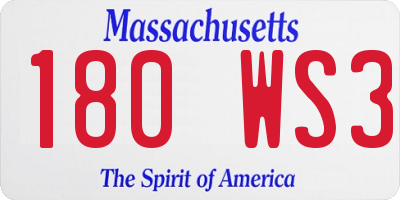 MA license plate 180WS3