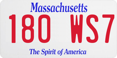 MA license plate 180WS7