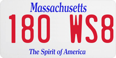 MA license plate 180WS8