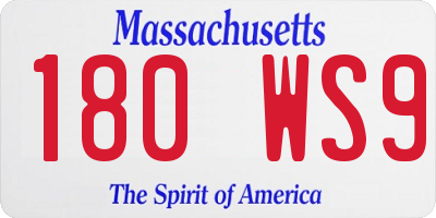 MA license plate 180WS9