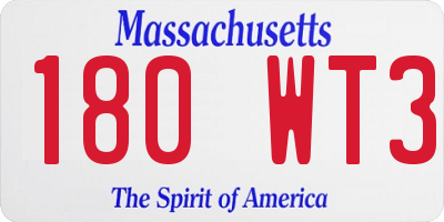 MA license plate 180WT3