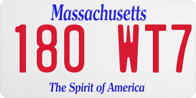 MA license plate 180WT7