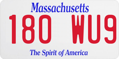MA license plate 180WU9