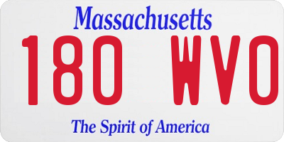 MA license plate 180WV0
