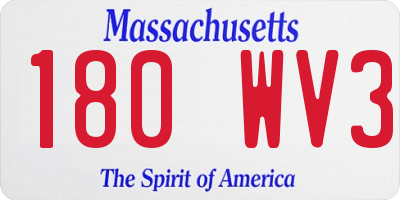 MA license plate 180WV3