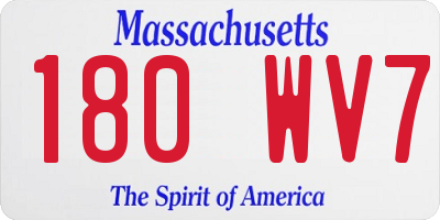 MA license plate 180WV7