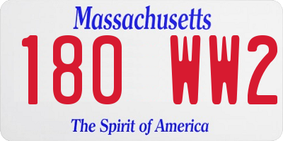 MA license plate 180WW2