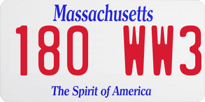 MA license plate 180WW3