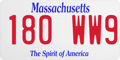 MA license plate 180WW9