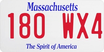 MA license plate 180WX4