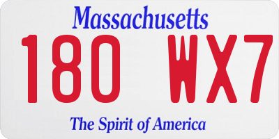 MA license plate 180WX7