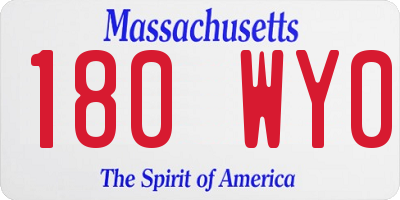 MA license plate 180WY0