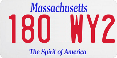MA license plate 180WY2