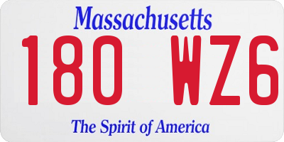 MA license plate 180WZ6
