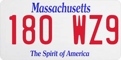 MA license plate 180WZ9