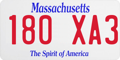 MA license plate 180XA3