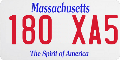 MA license plate 180XA5