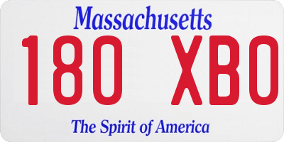 MA license plate 180XB0