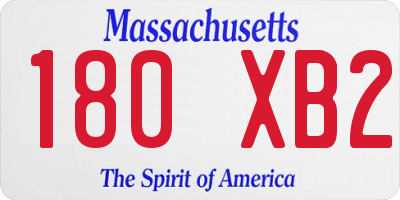 MA license plate 180XB2