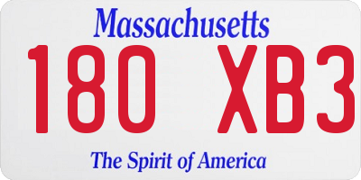 MA license plate 180XB3