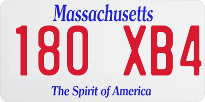 MA license plate 180XB4