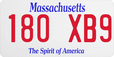 MA license plate 180XB9