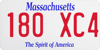 MA license plate 180XC4