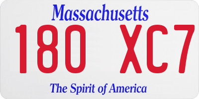 MA license plate 180XC7