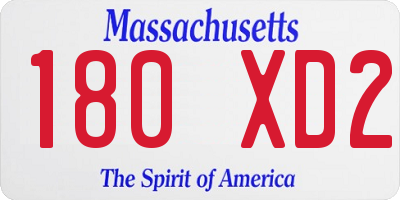 MA license plate 180XD2