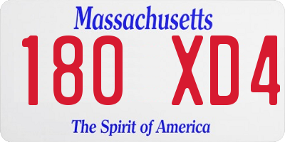 MA license plate 180XD4