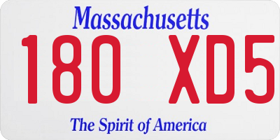 MA license plate 180XD5