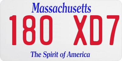 MA license plate 180XD7