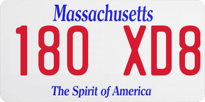 MA license plate 180XD8