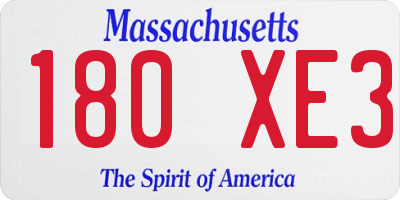 MA license plate 180XE3